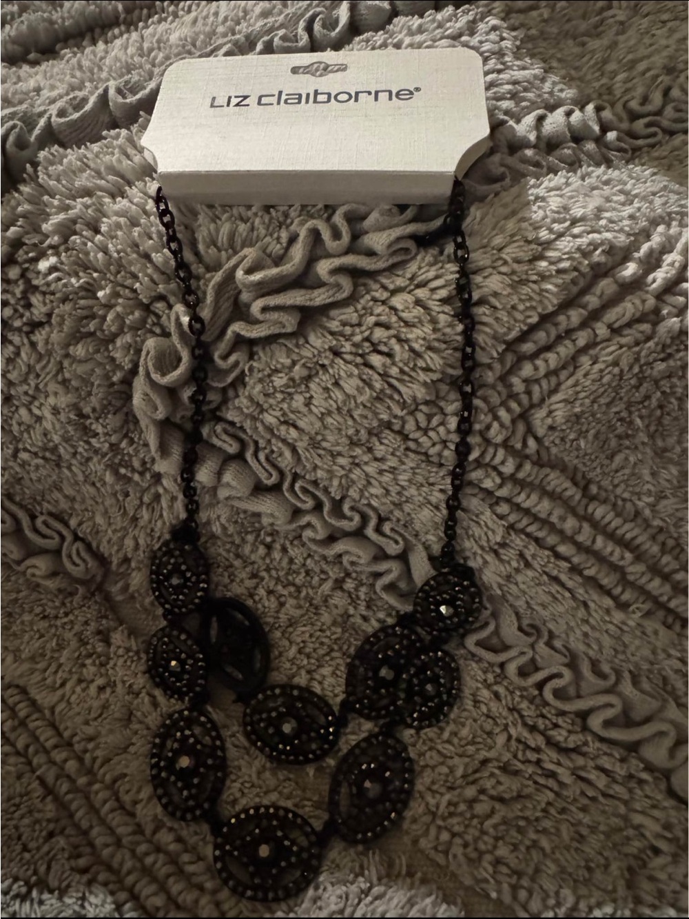 Liz Claiborne Black Layered Disc Necklace